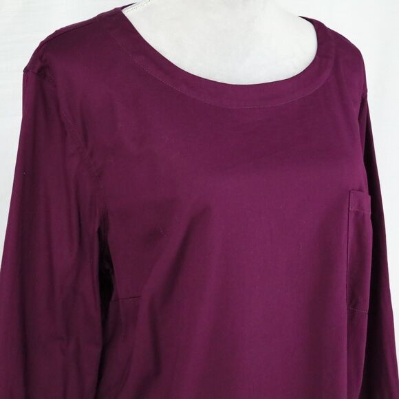 Coldwater Creek Top Plus Size 20W Plum Tunic Stretch Cotton Blouse Pockets - Picture 8 of 13